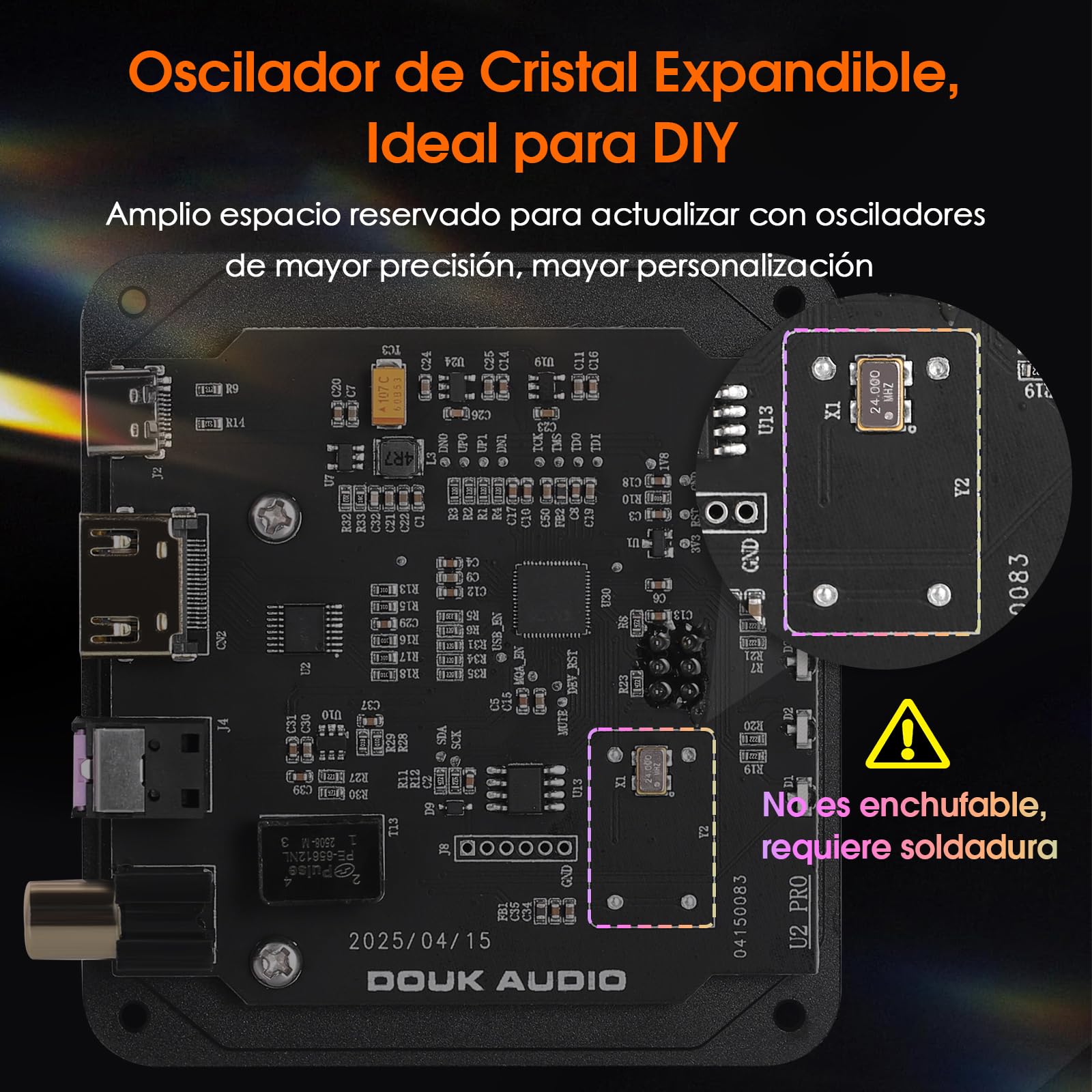Douk Audio U2 PRO XMOS XU316 Interfaz digital USB DDC, USB-C a óptico/coaxial/HDMI-IIS, DSD512/PCM768kHz, convertidor de audio digital-analógico portátil