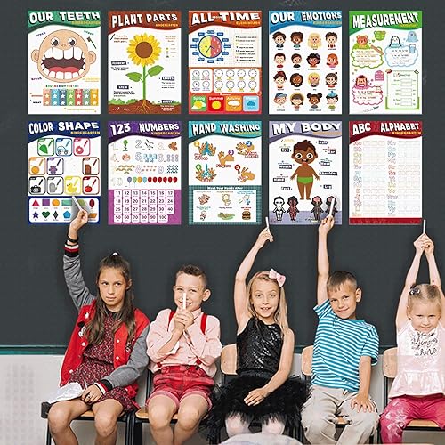 Miniatura 6 de NymphFable Set of 12 Educational Posters for Toddlers, Pre K Learning Posters for Toddlers, Nursery Homeschool Kindergarten Classroom Supplies