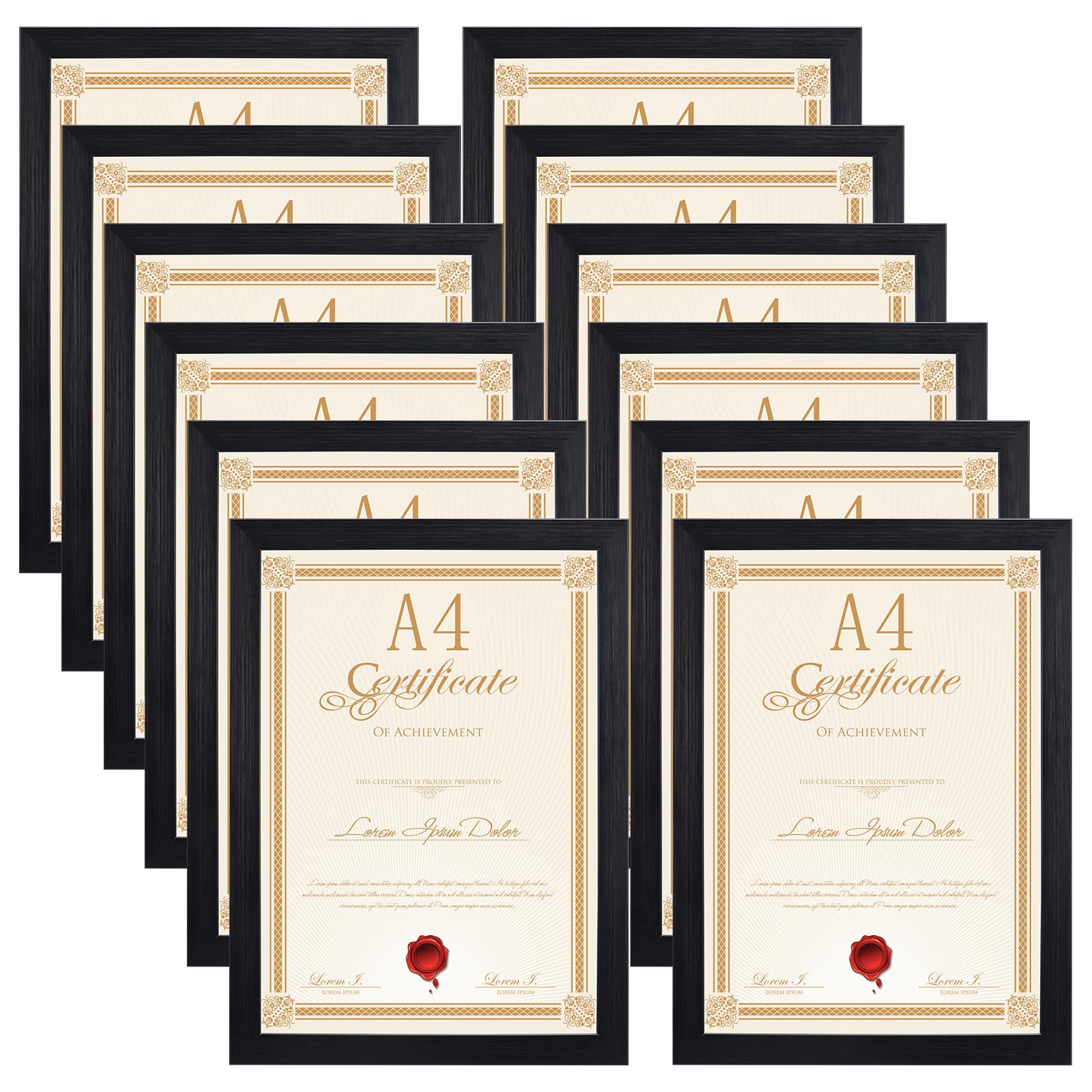 – EXYGLO 12 Pack Black A4 Picture Frame Set, Versatile A4 Photo Frames - Ideal for Wall or Desk Display of Prints in Home and Office