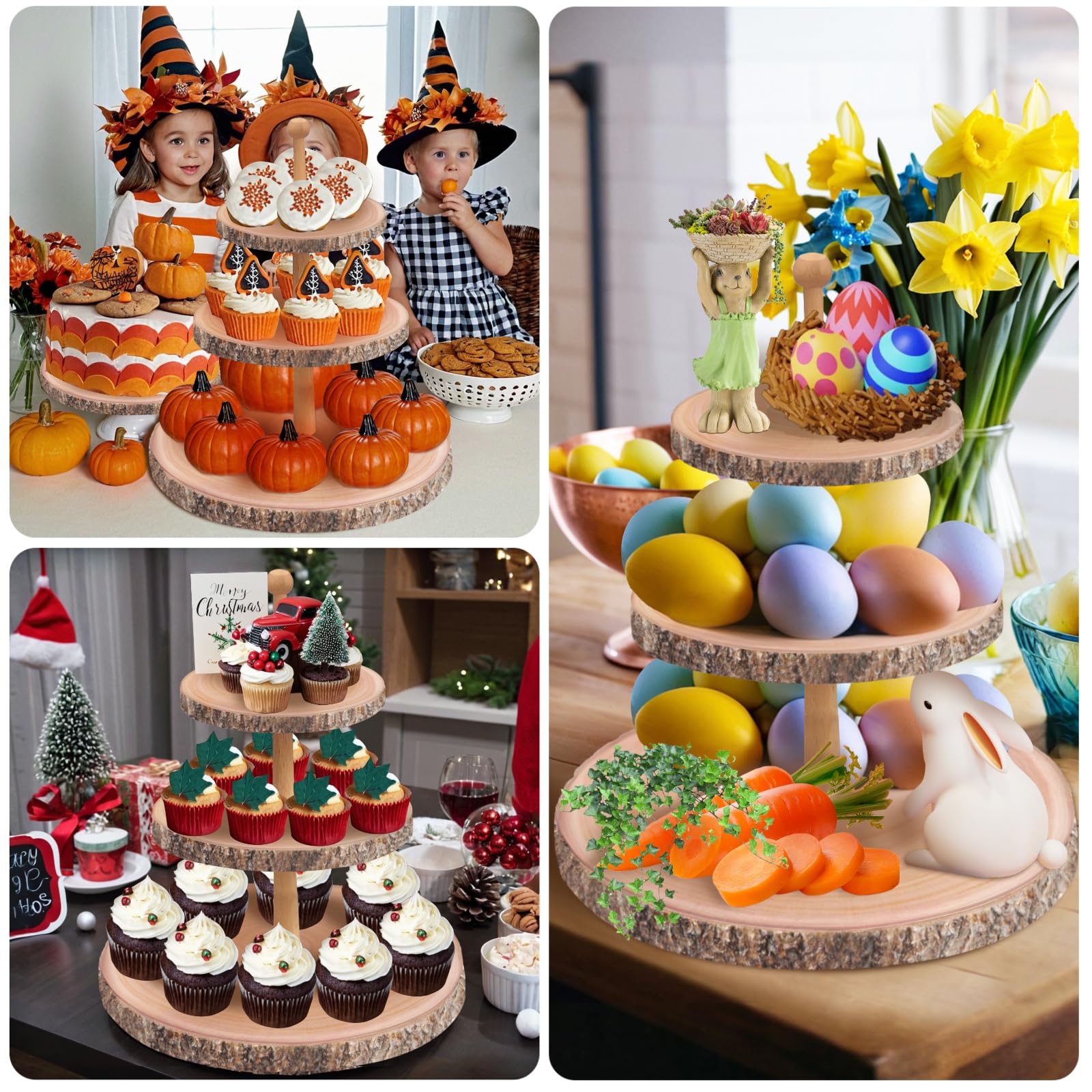Soporte para cupcakes, soporte redondo para tartas con diseño rústico para decoración de bodas, fiestas de cumpleaños