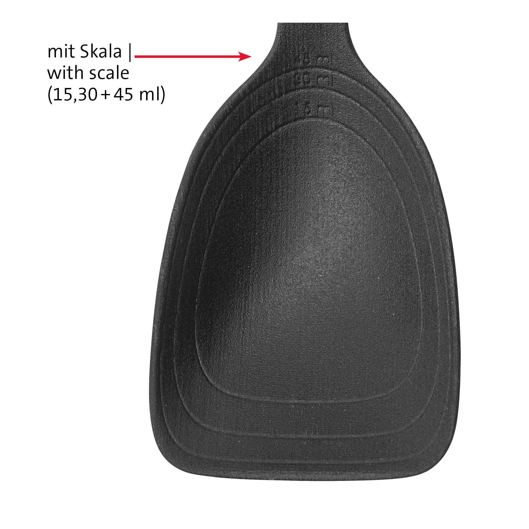 Westmark 296122E6 zestaw przyborów kuchennych, 2-częściowy, po 1 łyżce do smażenia i warzyw oraz łyżka do patelni, skala wewnętrzna: 15, 30 i 40 ml, tworzywo sztuczne, gallant, czarny/czerwony,