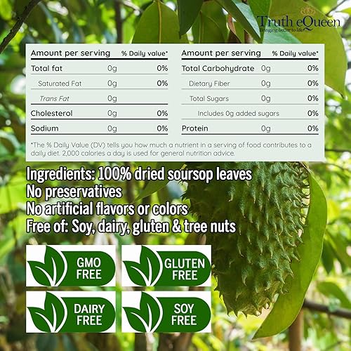 Miniatura 2 de Té de hojas de guanábana, lote pequeño y seleccionado a mano de Vietnam, sin OMG, rico en antioxidantes, sin cafeína, vegano y sin gluten, té