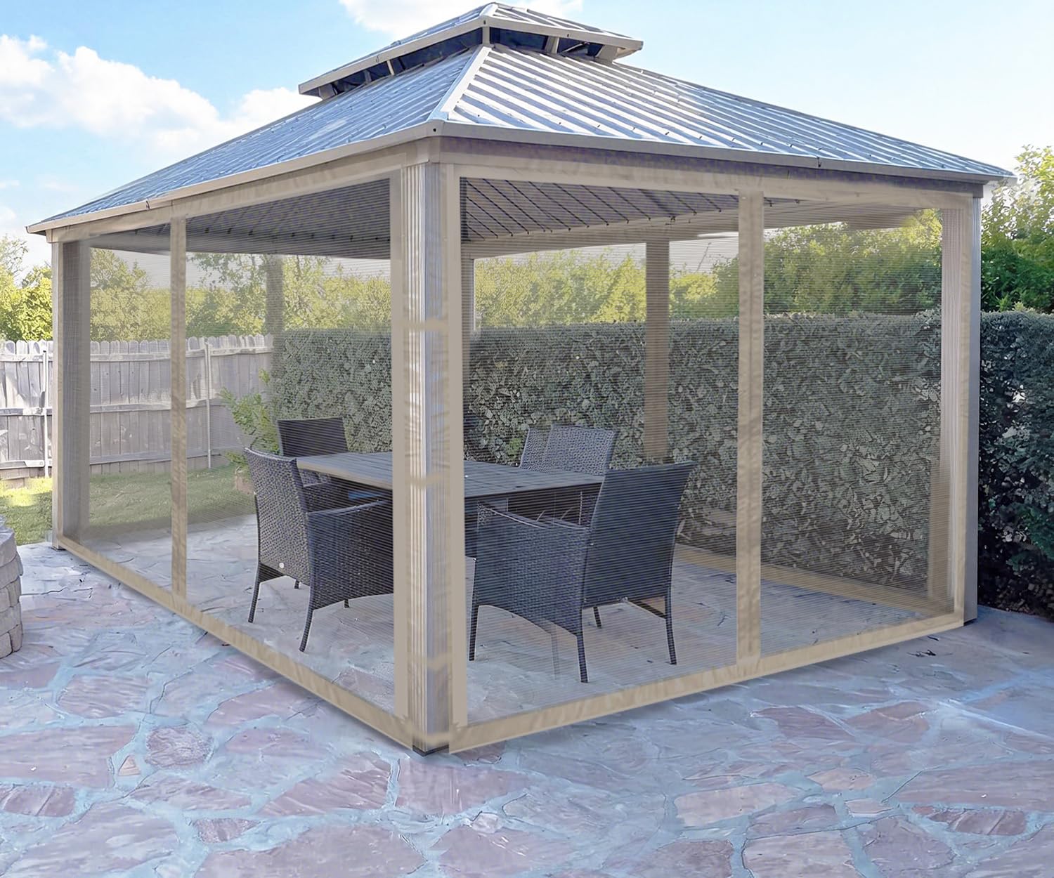 Ontheway - Zanzariera di ricambio universale per gazebo da 20 x 30 cm, colore: marrone chiaro