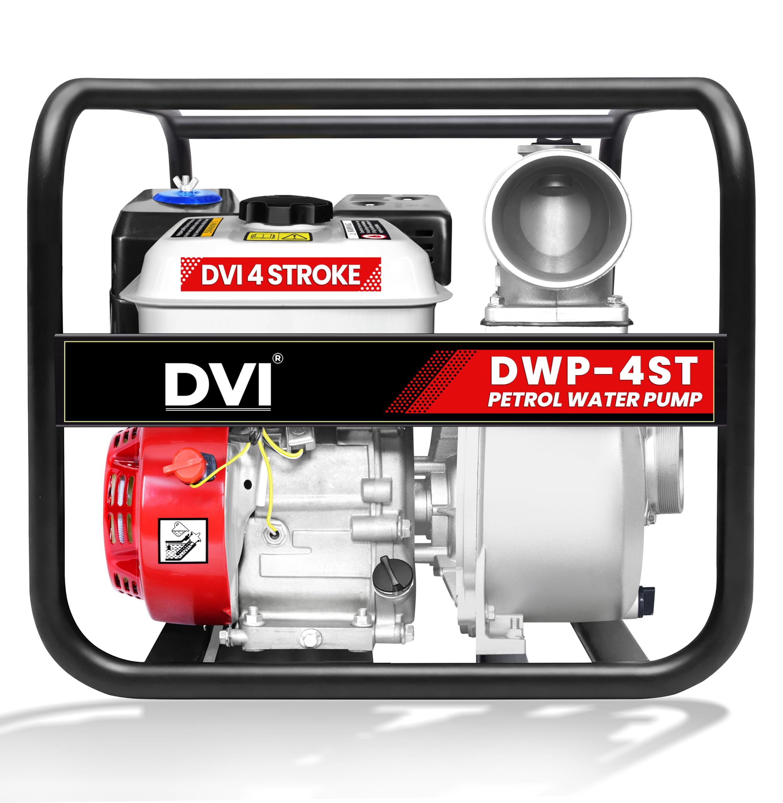 DVI 4 STROKE 6.5HP PORTABLE PETROL WATER PUMP (4 INCH) WATER PUMP ADVANCED TECHNOLOGY PETROL ENGINE 3600 RPM USED FOR AGRICULTURE, WATER LIFTING, LOW FUEL CONSUPTION | LONG RUNNING LIFE.