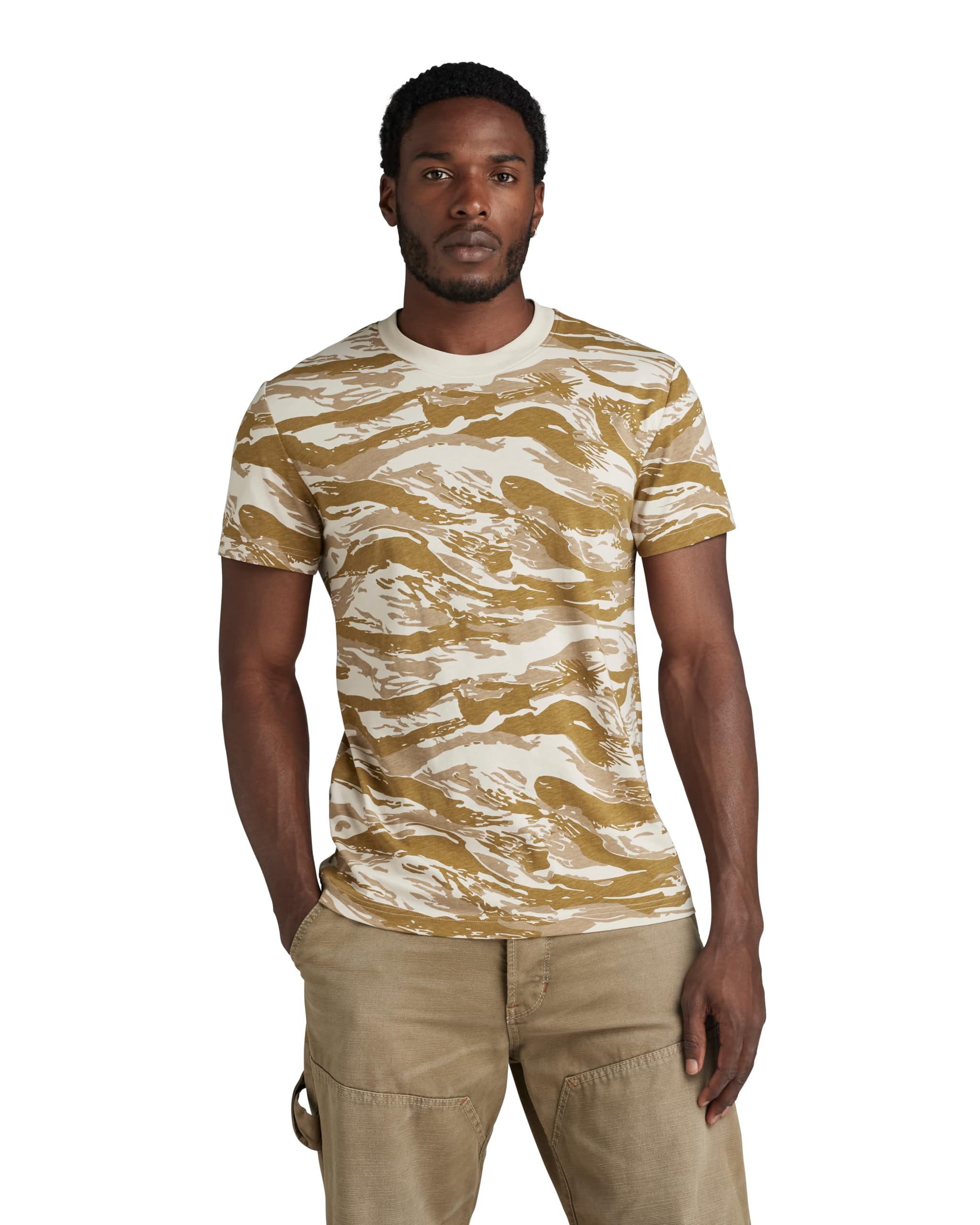 G-Star Raw Men's Multicolor (Whitebait Tiger Camo D24421-C334-G402) G-Star Tiger Camo T-Shirt, Extra Large