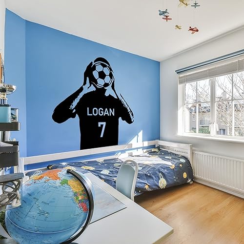 Adhesivo deportivo  Calcomanía de pared de tamaño grande  Estilo de fútbol para los amantes del fútbol  Decoración de nombre personal  Calcomanías