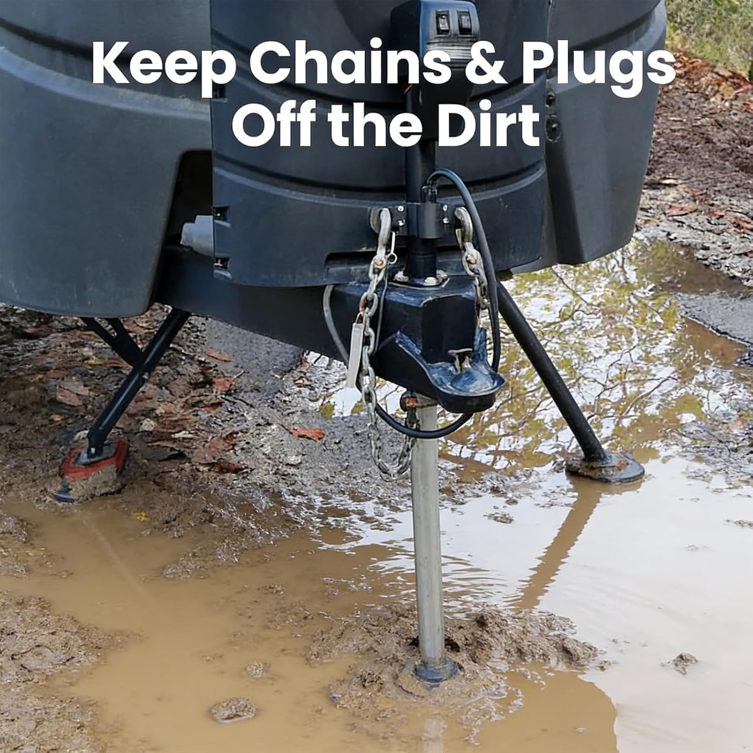 Aluminum Trailer Towing Chain Organizer - 7-Way Plug Holder, Upside Down Trailer Chain Holder, Heavy Duty Tongue Jack Chain Holder for 2" & 2-1/4" Jacks, Rust-Proof for RV Camper Trailer (2PCS)