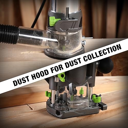 Miniatura 4 de WORKPRO Kit combinado de enrutador compacto, enrutador compacto de 6.5 amperios base fija y enrutador de inmersión para recortar ranurado de