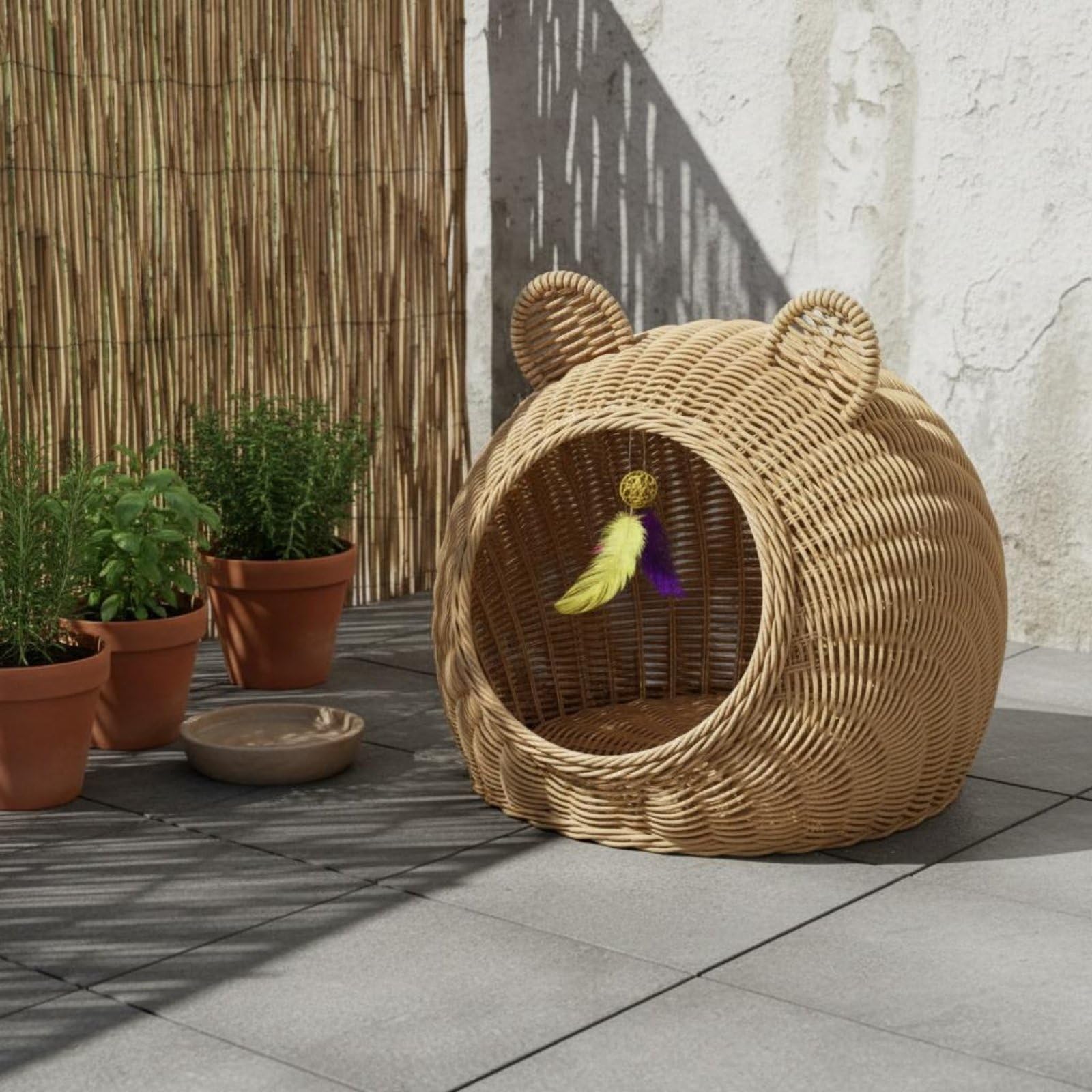 猫小屋藤編四季共通夏猫用品半閉鎖個性カタツムリ状ペット小屋解体可能別荘 Amazon.co.jp: AWHAO 夏用猫ちぐら 通気性 藤編み猫ベッド 洗える