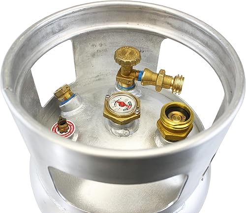 Miniatura 3 de Flame King tanque de propano de aluminio de 33.5 lb para montacargas con manómetro, cumple con DOT y TC, diseño resistente y liviano