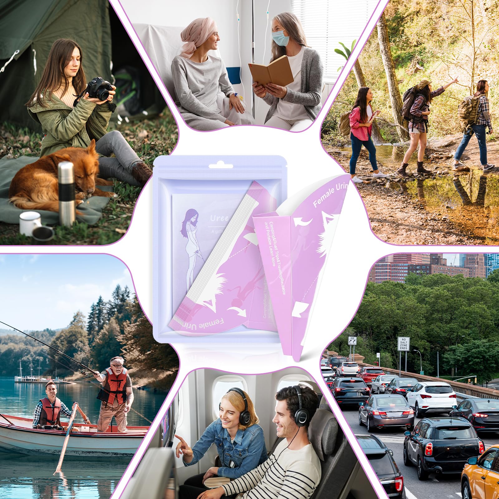 Urinatoio Femminile Portatile 50 Pezzi Cono per Pipi Donna per Campeggio Viaggi Auto