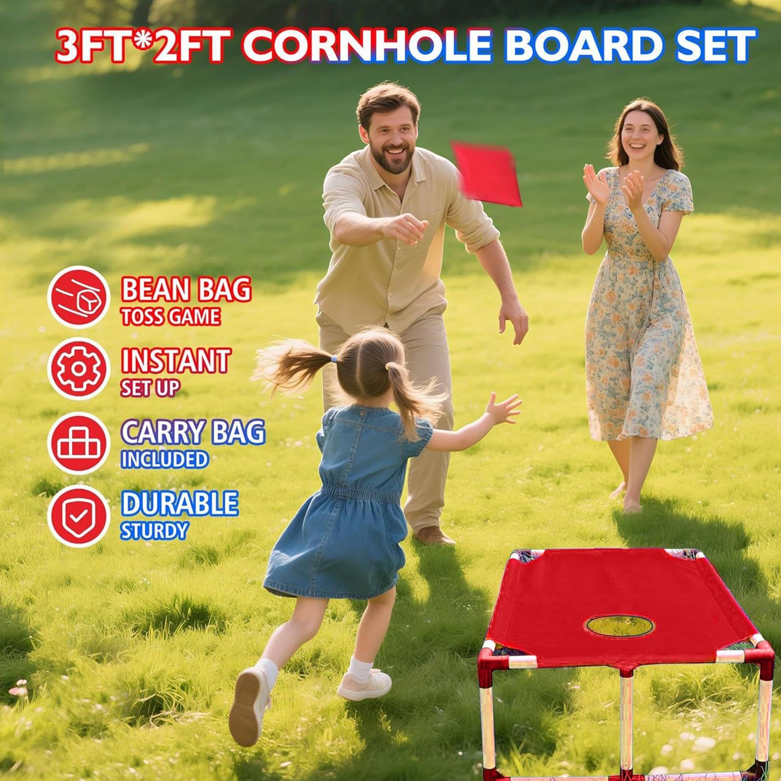 Jeu De Cornhole,Set De Jeu Léger Cornhole | Jeu Portable Gain De Place avec Sac De Rangement pour Jardin Camping Plage Intérieur Extérieur