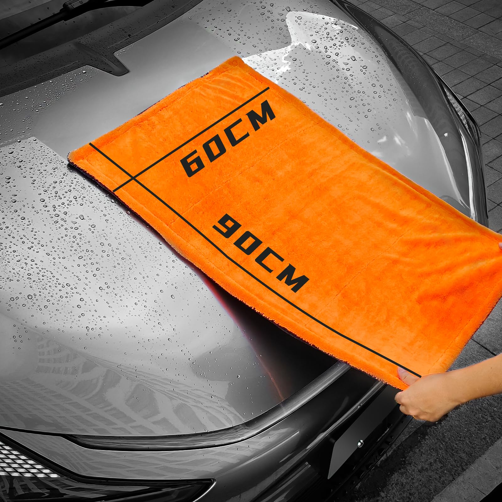 Panno Microfibra Auto XXL (90x60 cm) - 1400 GSM Microfibra Ultra Assorbente a Doppia Faccia, per un'Asciugatura Rapida e Senza Striature. Perfetto per Auto, Moto, Barche e Detailing Veicoli