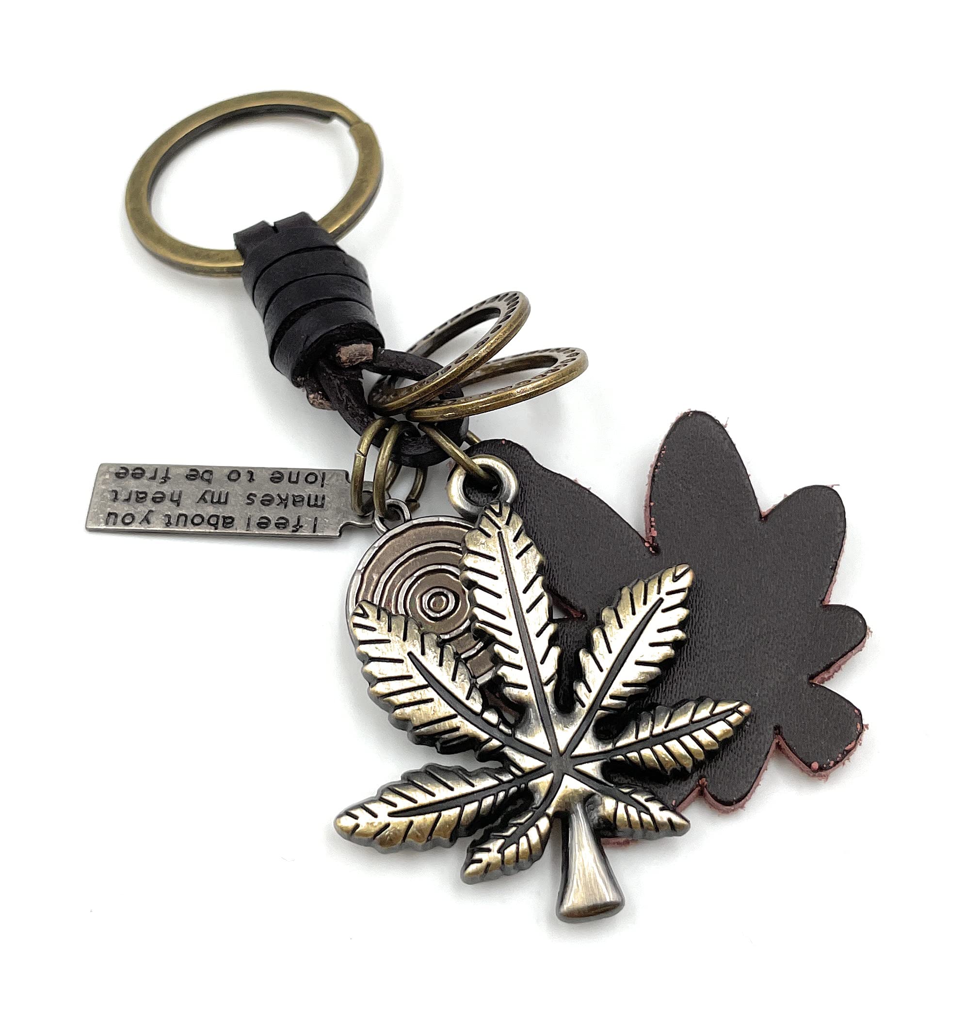 Onwomania Different Onlineworld2013 Keyring Hemp Leaf Leather Cannabis Plant Leaf Metal Pendant Charm
