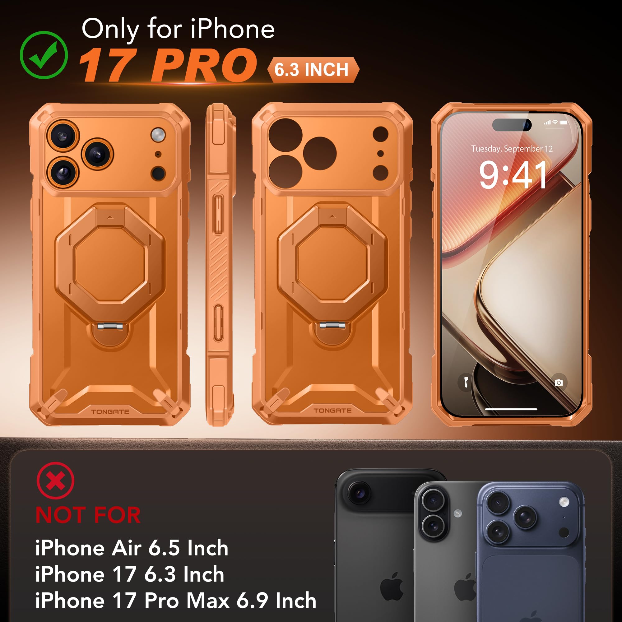 Amazon.co.jp: TONGATE iPhone 17 Proケース用360°回転マグネット