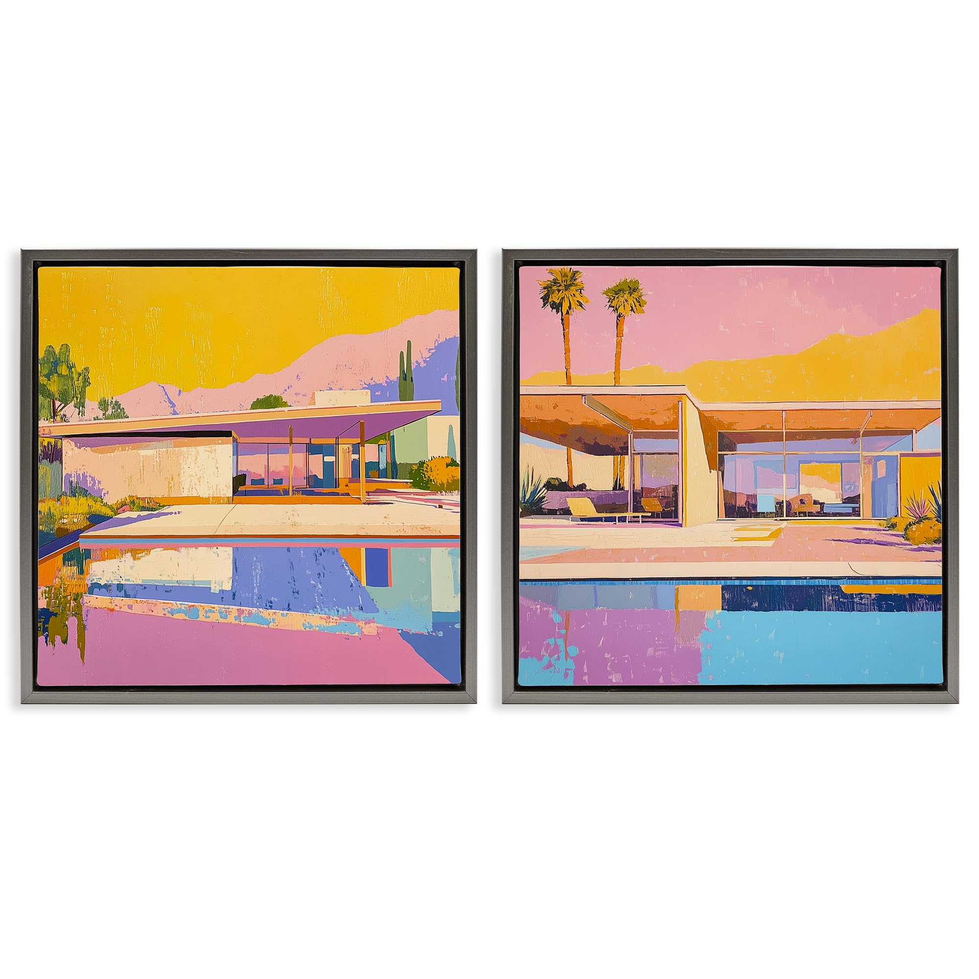 Stupell Industries Luster Gray (Matte) 'Case Study Villa'| 2Pc Floating Frame Art Set 2