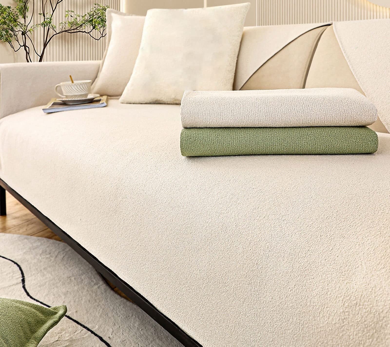 Sofa Slipcover Plush Sofa Cover 1 2 3 Seater Corner Sofa Cover L Shape Couch Cover Velvet Thick Sofa Protector Cover Soft Faux Fur Non-slip Fluffy Sofa Cover for Living Room ( Color : 01 , Size : 70x7