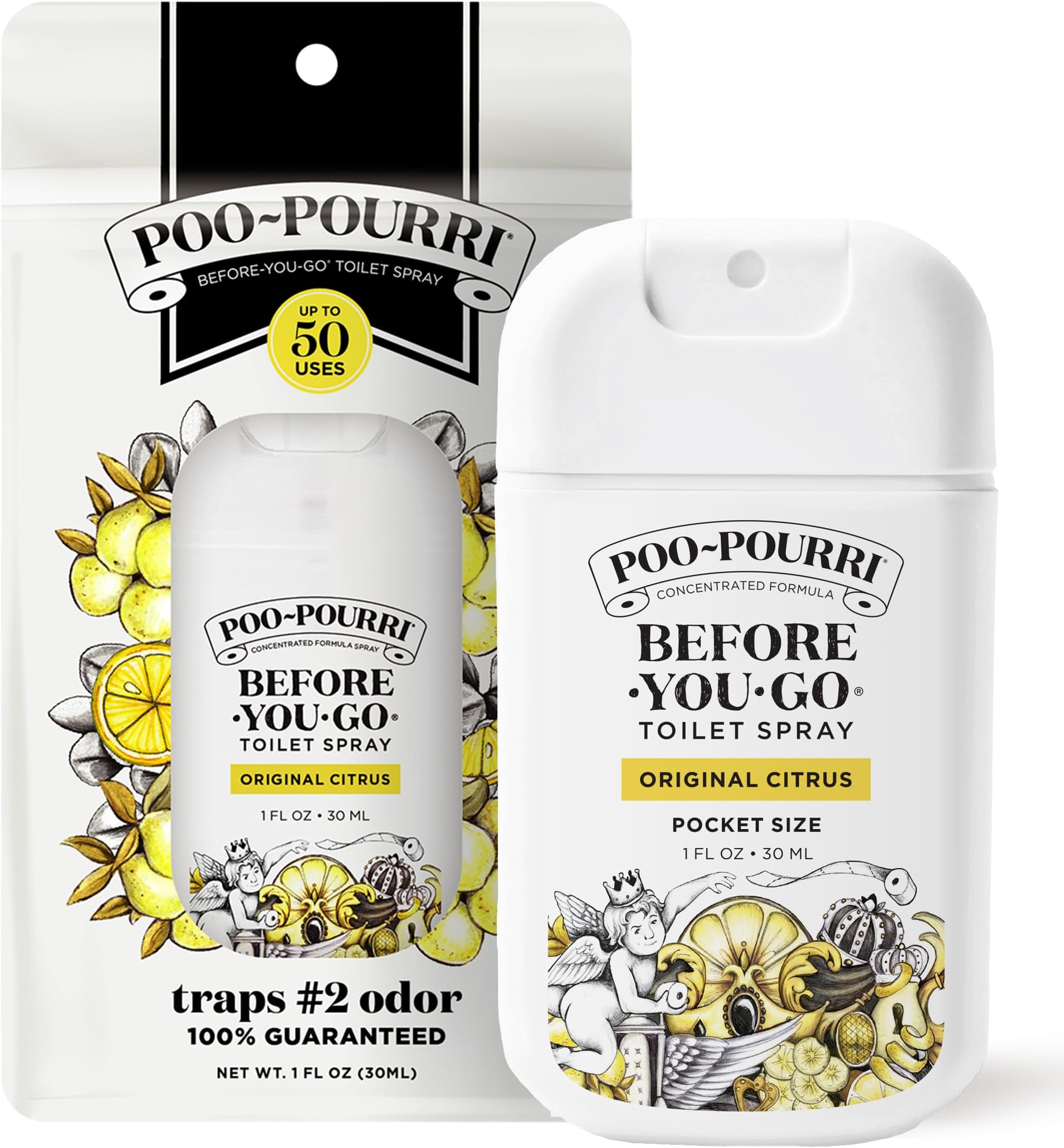 Poo-Pourri Before-You-Go Toilet Spray, Original Citrus, 1 Fl Oz Pocket Travel Size - Lemon, Bergamot and Lemongrass