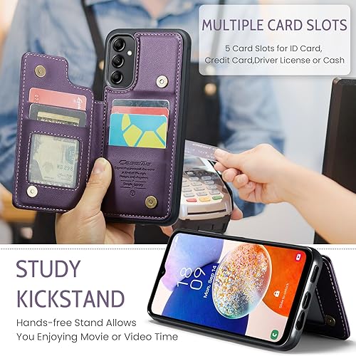 Miniatura 3 de Para Samsung Galaxy A14 5G Wallet Case RFID Bloqueo PU Funda De Cuero Con Soporte Magnético Para Tarjeta Flip Kickstand Delgado A Prueba De Golpes
