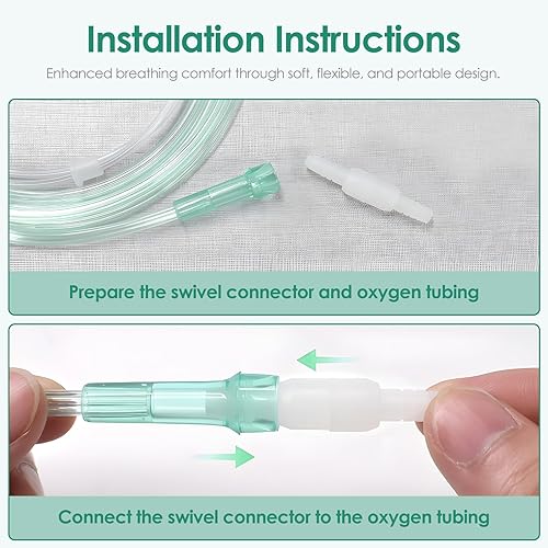 Miniatura 4 de Paquete de 3 tubos de oxígeno con 2 conectores de tubo de oxígeno, tubos de oxígeno verdes de alta calidad resistentes al aplastamiento que no se
