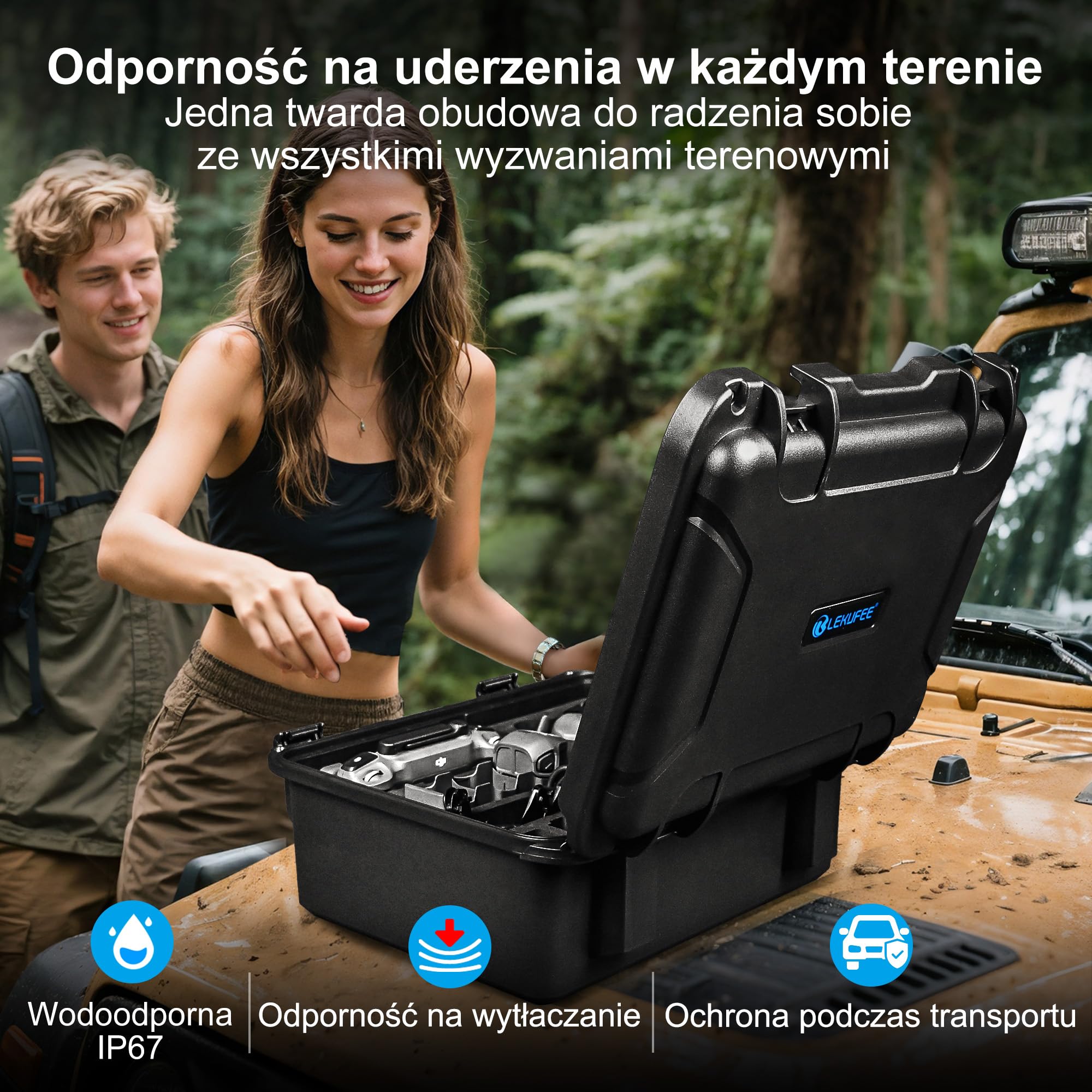 Lekufee Wodoodporna Twarda Walizka Transportowa do drona DJI Mavic 4 Pro,Creator Combo,Fly More Combo,DJI RC 2/RC Pro 2, 7 akumulatorów, hubu ładującego i innych akcesoriów (tylko walizka)