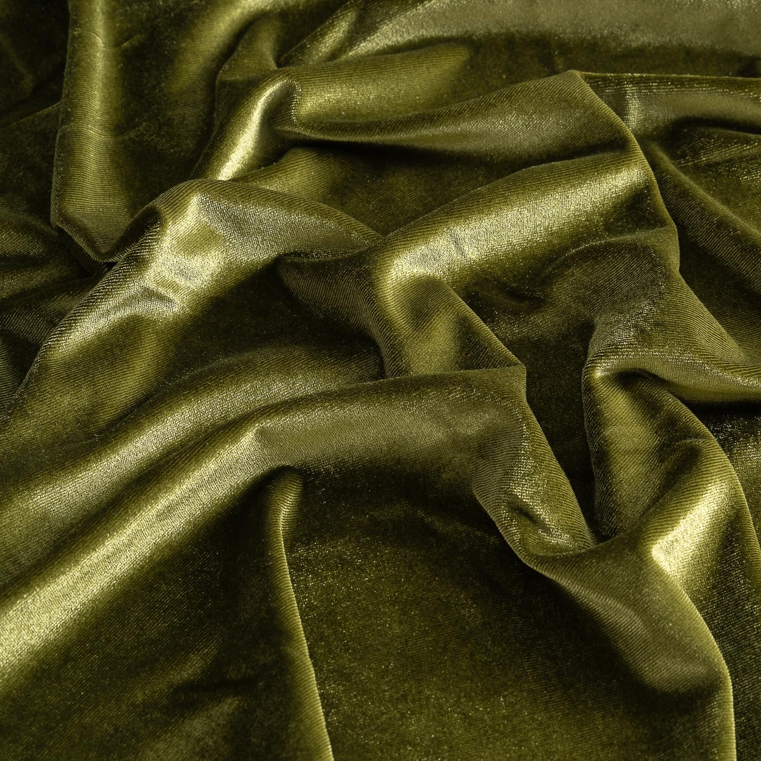 | Stretch Velvet Fabric by The Yard | 63" Wide | Soft & Luxury | Crushed Velvet Fabric | 93% Polyester 7% Spandex | Sewing, Apparel, Upholstery, Curtains, Decoration (Olive Green, 2 Yards) Olive 2 Yards