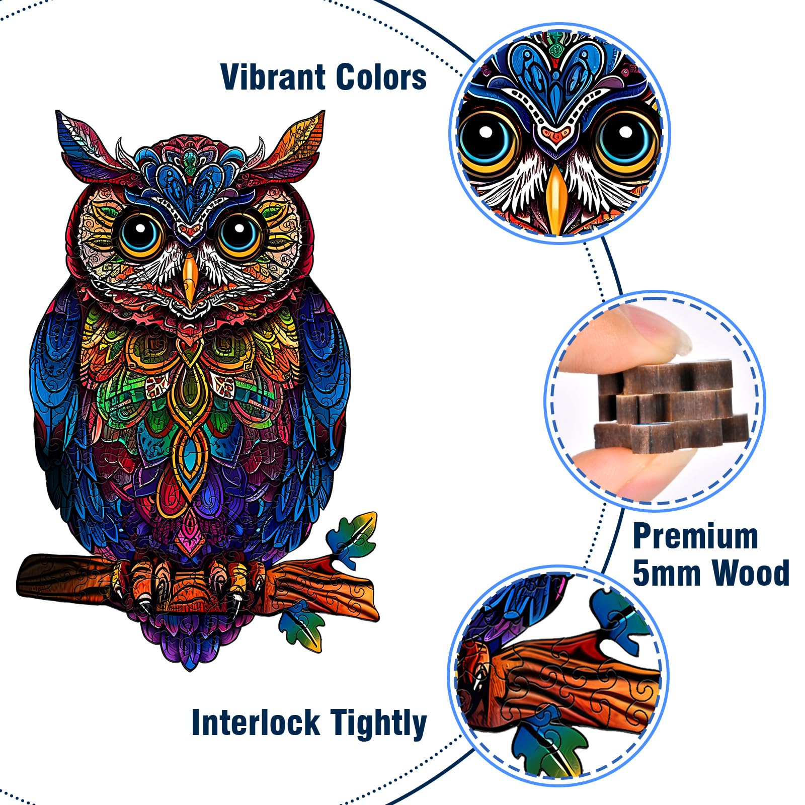 Wooden Puzzles for Adults, Unique Shaped Animal Jigsaw Puzzles, Owl Wood Puzzles Adult, Birthday Gifts for Adult and Kids, 200 Piece 11.14