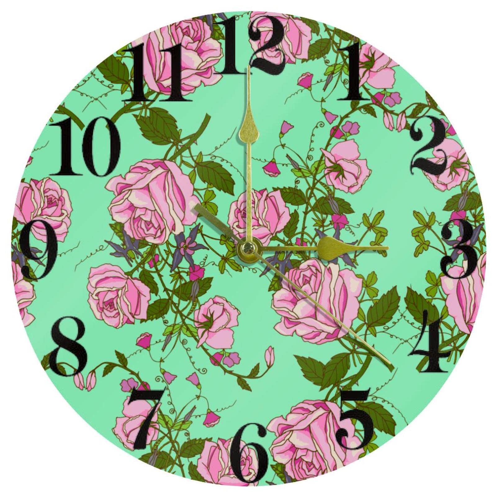 Horloge murale ronde vintage avec roses pour décorer votre cuisine familiale