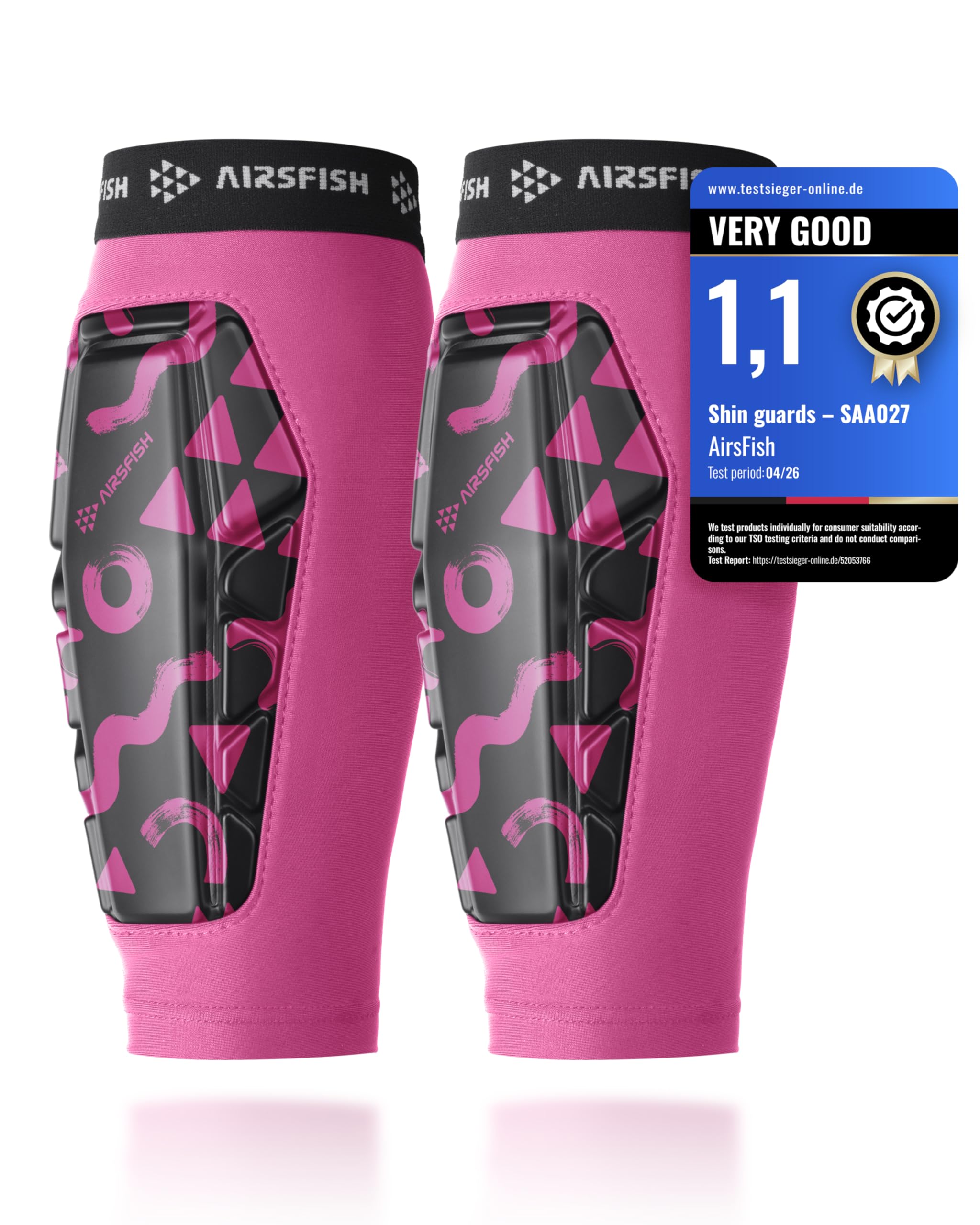AirsFish Football Shin Pads Sleeves, PU Shock Core & Silicone Grip Strips, Ultra-Light Breathable Shin Defender, Lightweight Shin Guards for Kids