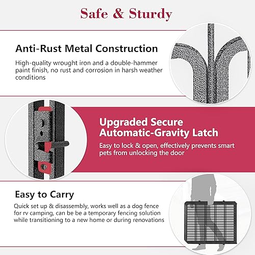 Miniatura 3 de Corralito para perros, de 32 pulgadas, 10 paneles para exteriores, valla para perros interiores, corral antioxidante para mascotas, corral de