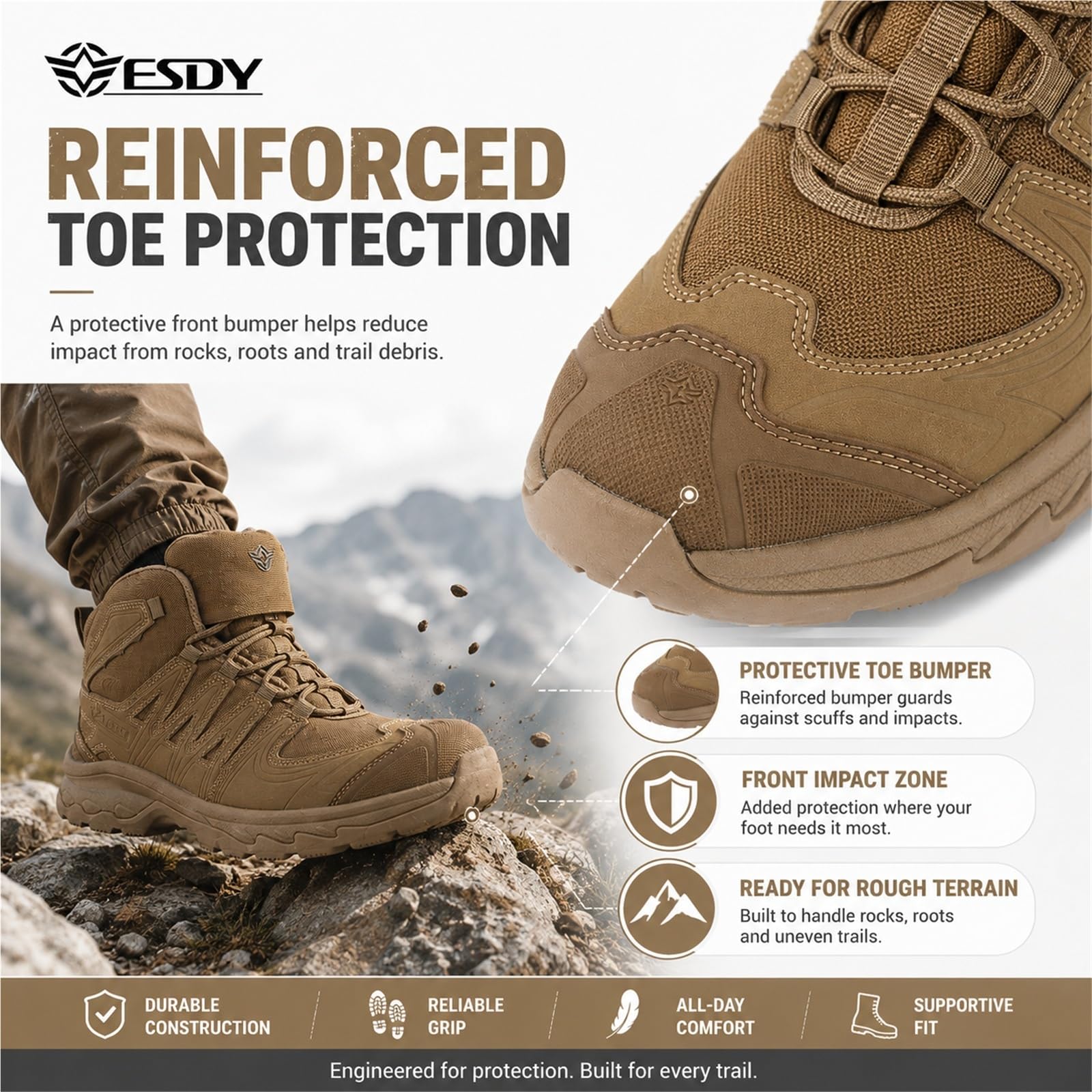 Botas de Montaña Impermeables de Cuero Calzado de Trekking Táctico Unisex