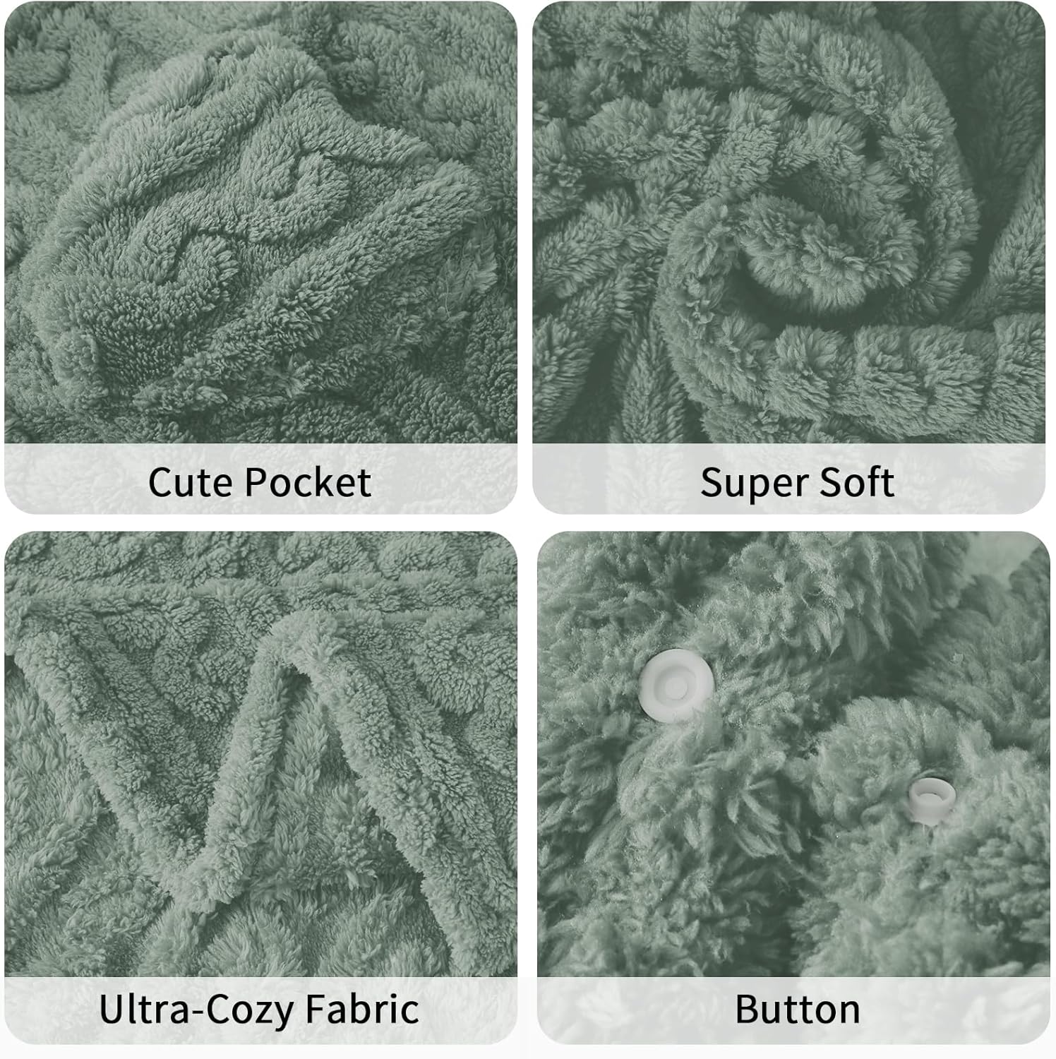 Wearable Blanket Poncho Cape Wrap for Adult, Cozy Sherpa Fleece Pocketed Shawl TV Throw Blankets for Office and Lounge(Ivory,58'' x 64'') - Image 4