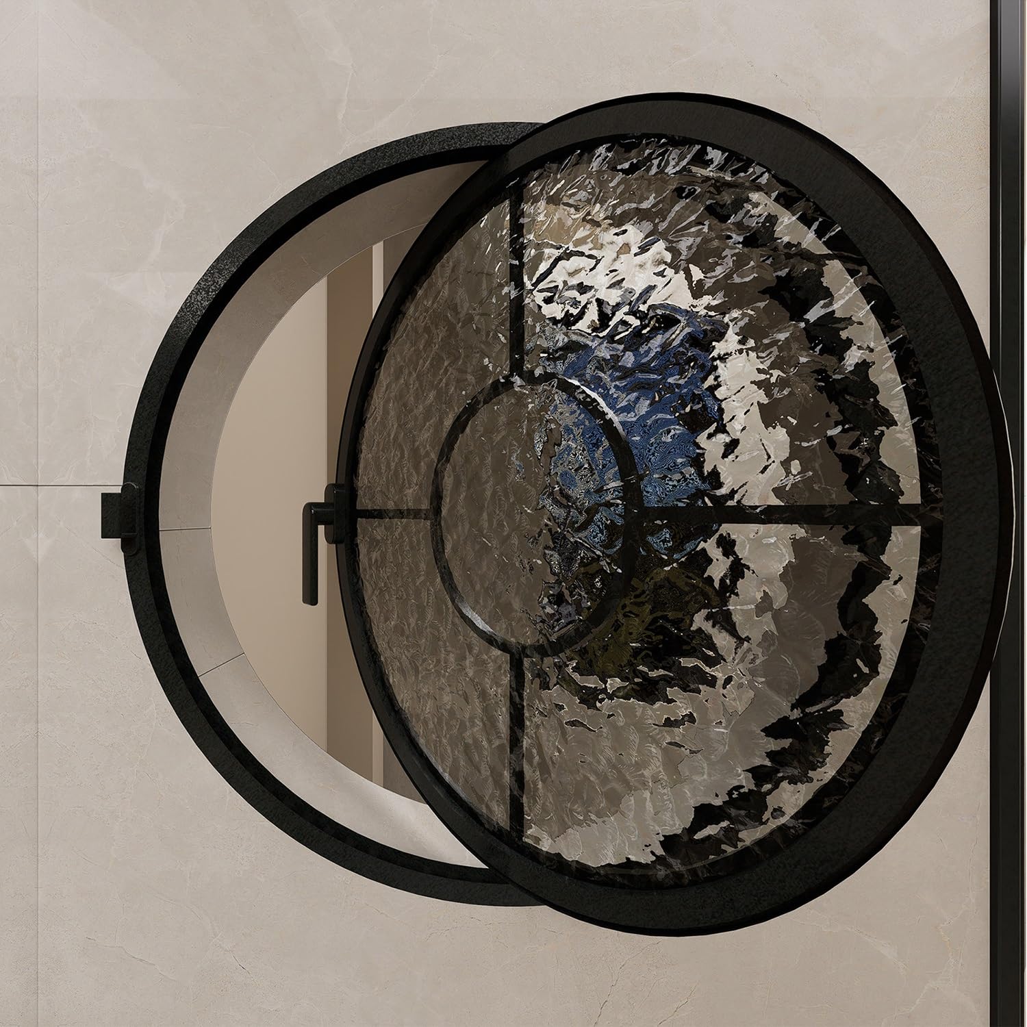 Ventana giratoria de ojo de buey con elegante asa y vidrio templado de alta resistencia