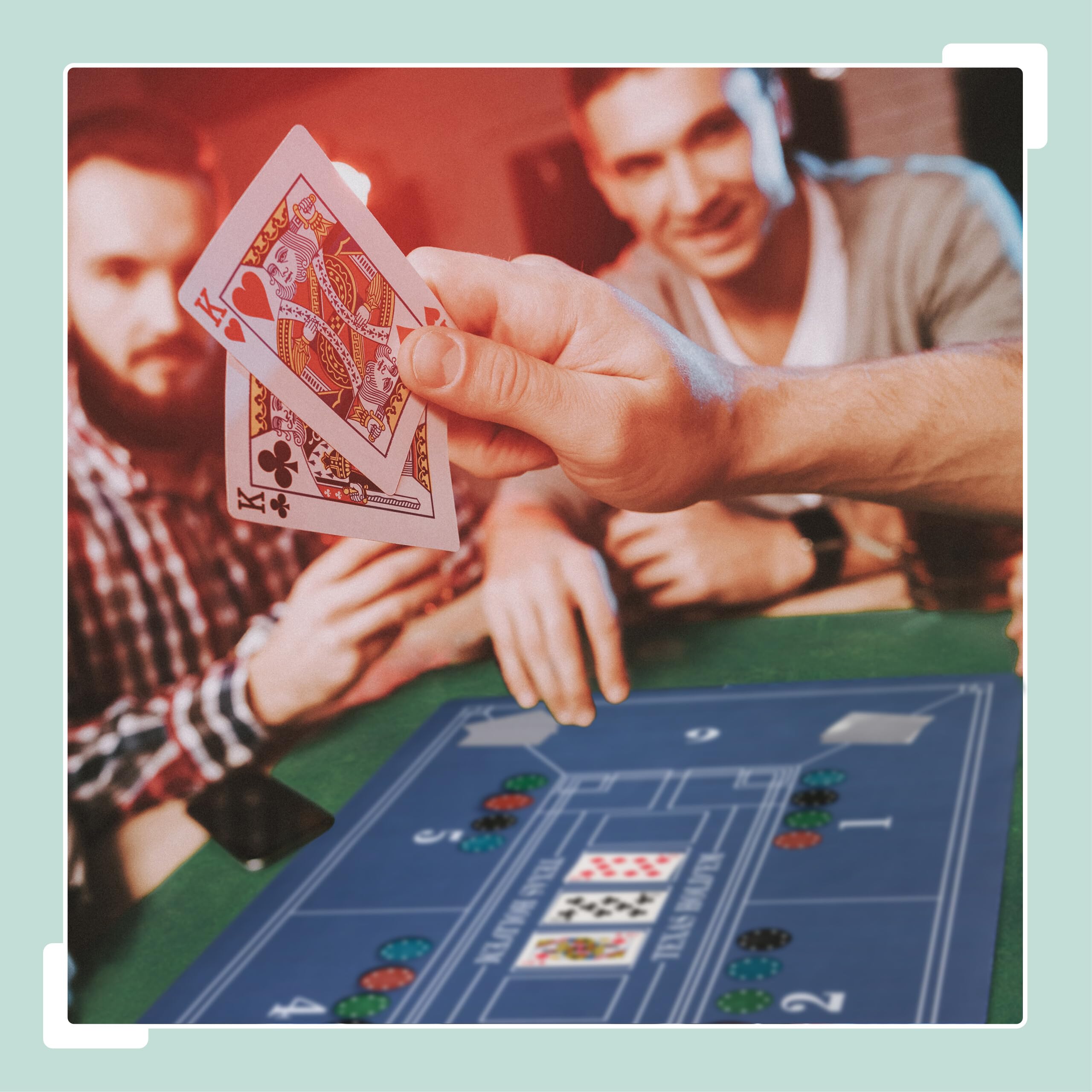 Relaxdays Tapete Póquer, 120 x 60 cm, Mantel Poker Texas Hold'em, Alfombrilla Antideslizante, Bolsa, 6 Jugadores, Azul