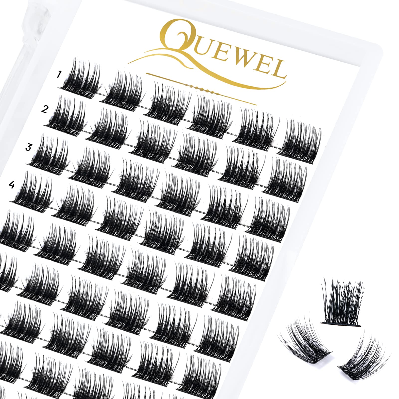 QUEWEL DIY Cluster Lashes - Individual Volume False Eyelashes, Soft & Light, Segmented, For Makeup Home Use (Honey01-D-MIX8-16mm) — view 14