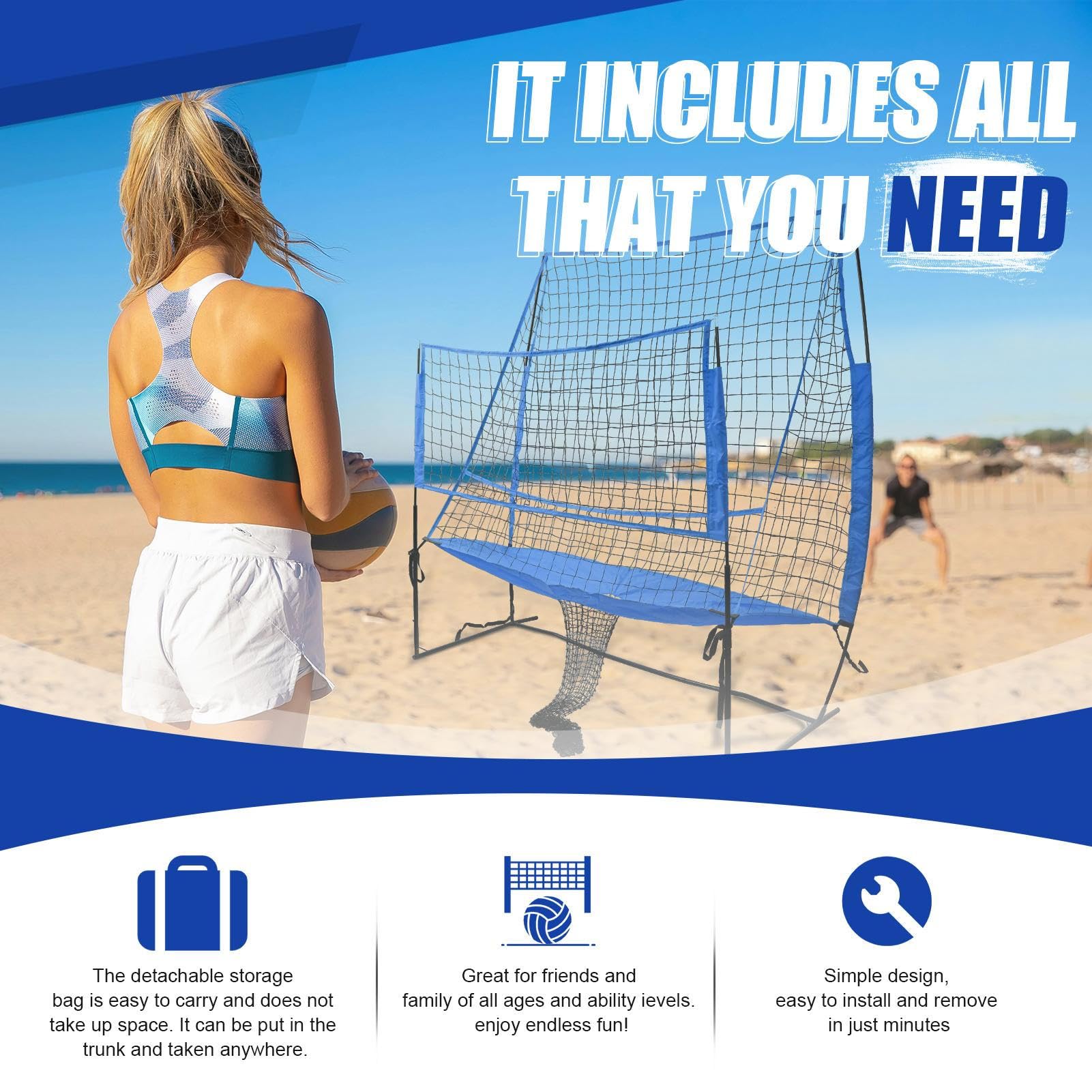 (8 X 11 FT) Volleyball Training Equipment Net,Great for Hitting and Serving Drills for Indoor and Outdoor Volleyball Practice Net Station for Team Or Persons Training, Home Volleyball Net