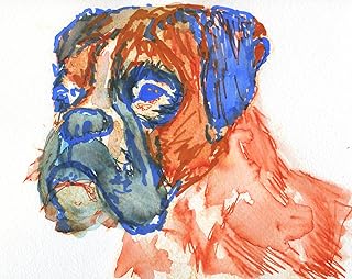 Boxer Dog Art Print, Boxer Dog Owner Gift idea, Boxer Dog Art, Dog Wall Art Print, Boxer Dog Wall Art Print Hand signed Boxer Dog Painting Print by Oscar Jetson