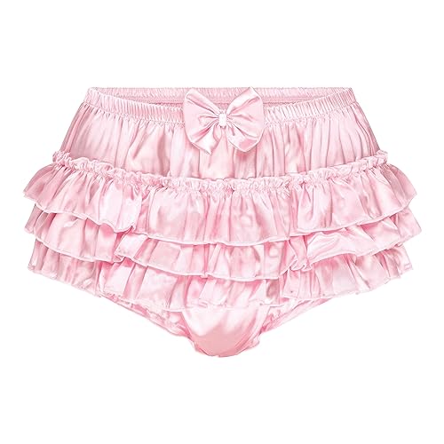 Satini Frilly Sissy Ruffled French Knickers Briefs Lingerie Silky Satin