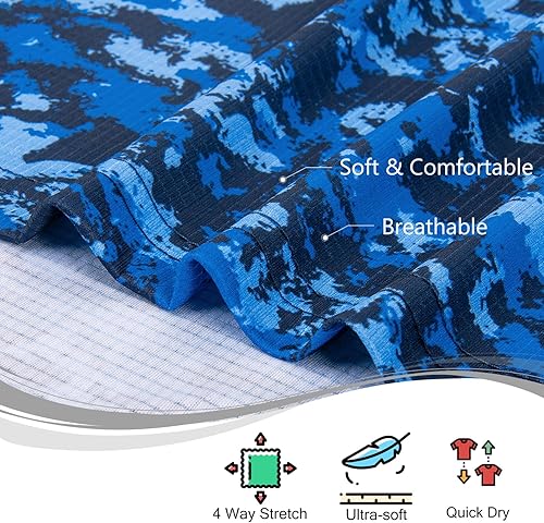 Miniatura 6 de TAPULCO Polo de secado rápido para hombre, diseño de camuflaje, atlético, ligero, transpirable, informal, para golf