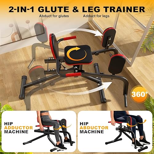 Miniatura 4 de Abductor y aductor de cadera 2 en 1, equipo compacto de gimnasio en casa para muslos interiores y exteriores, entrenamiento de glúteos, máquina de