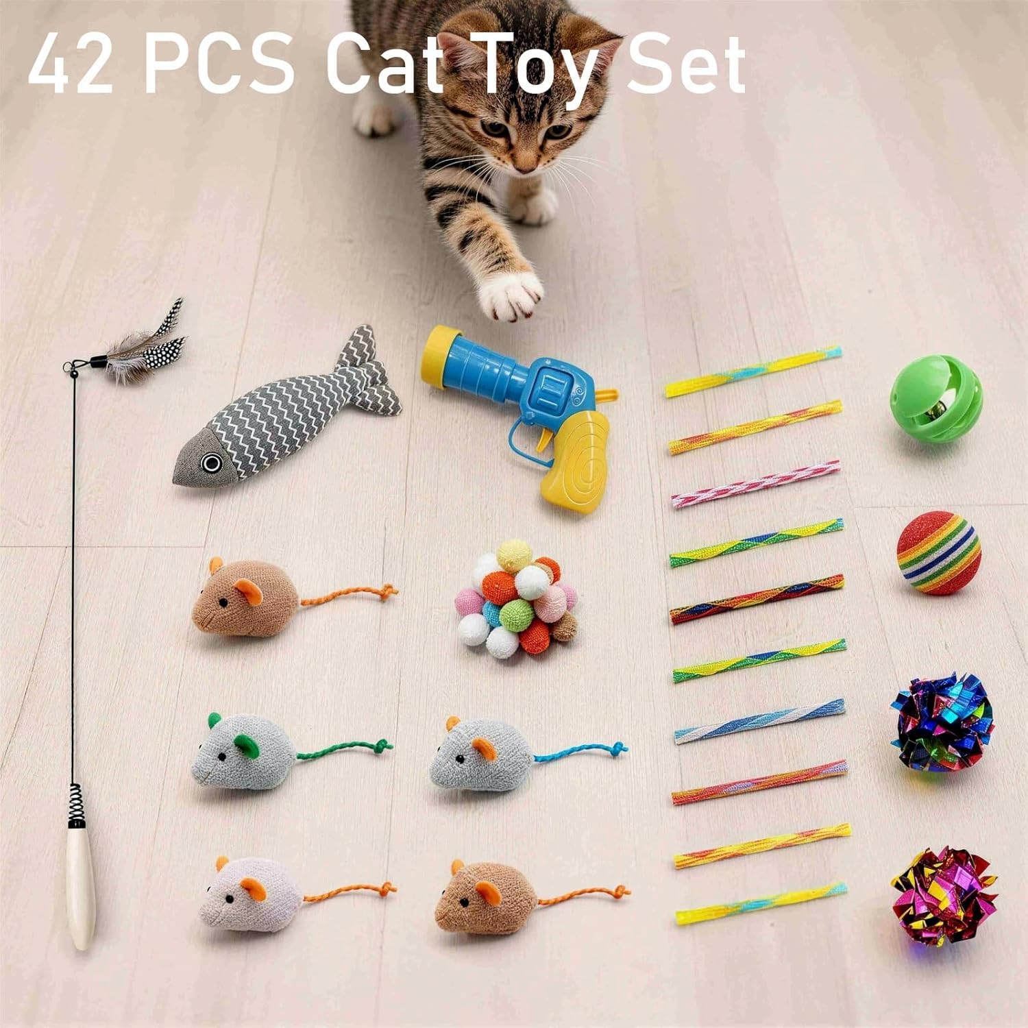 43 PCS Cat Tunnel Toys Pack,Collapsible Play Tunnels for Indoor Cats,11 Inch Diameter Maze Cat Tube for Kitten,Puppy,Rabbit,Ferret