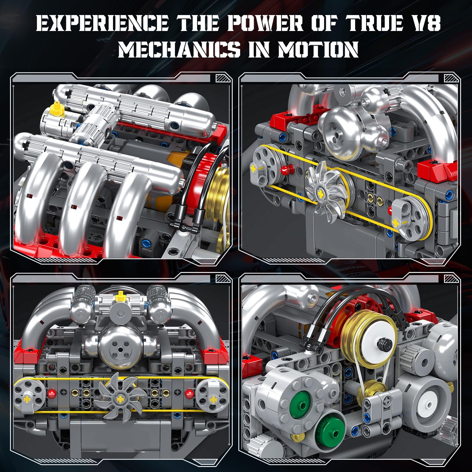 Mould King 10193 Technik Engine Building Blocks Toy Kit, Boxer Engine Clamping Blocks Construction Kit Model - Image 3