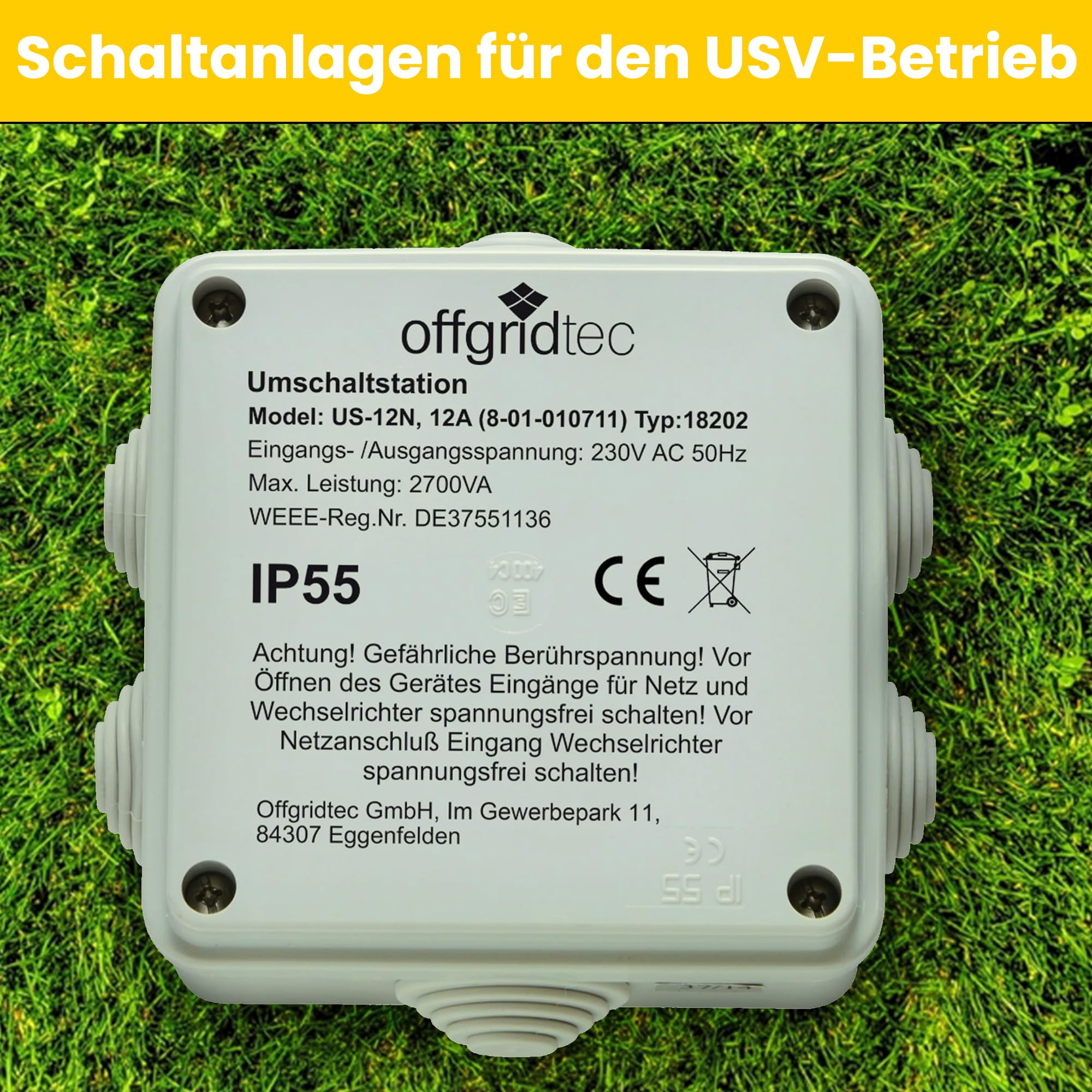 Offgridtec Umschaltstation für Netzvorrangschaltung USV Betrieb US230/12 12A 2700W 230VAC