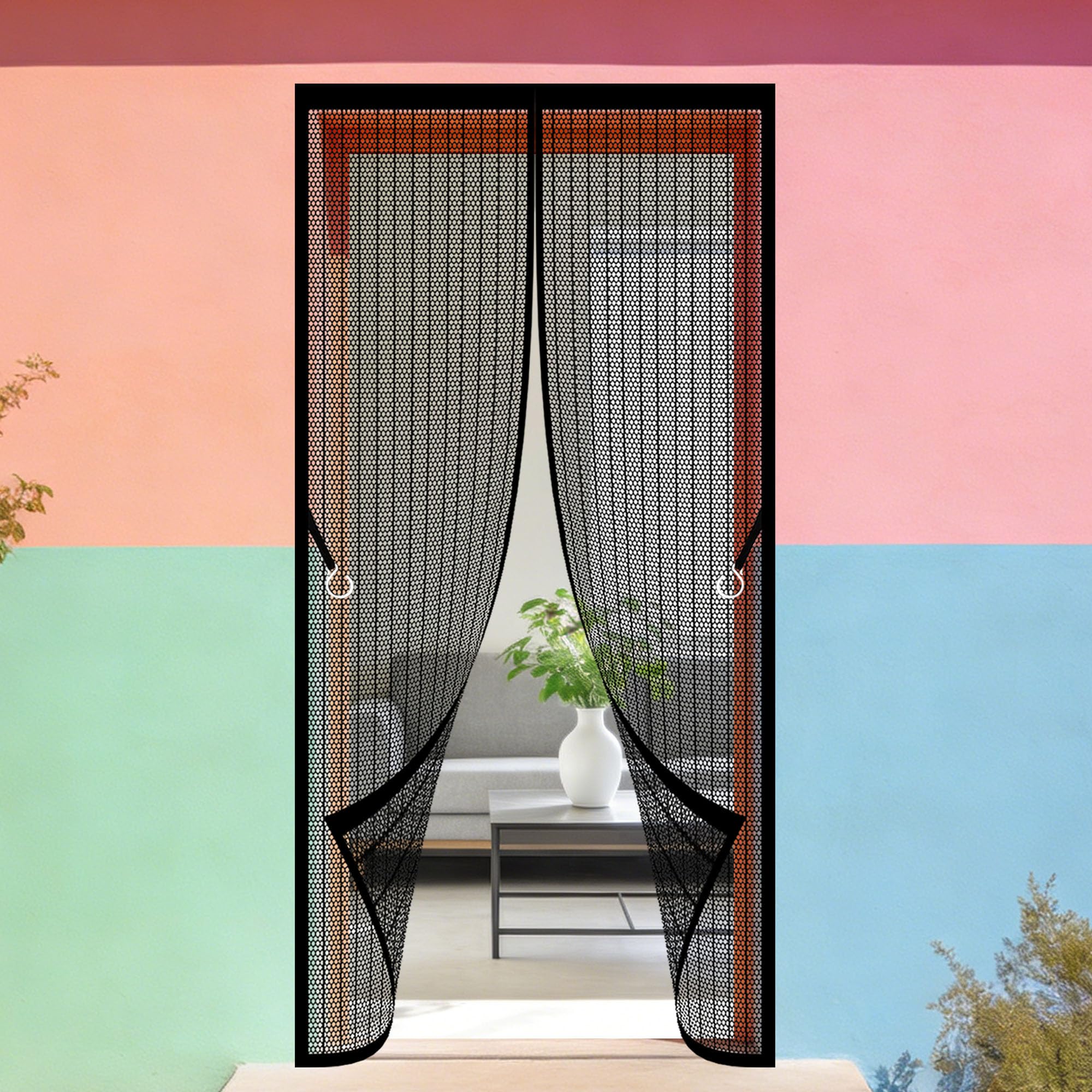 Moustiquaire de porte magnétique noir 138x241 cm pour balcon