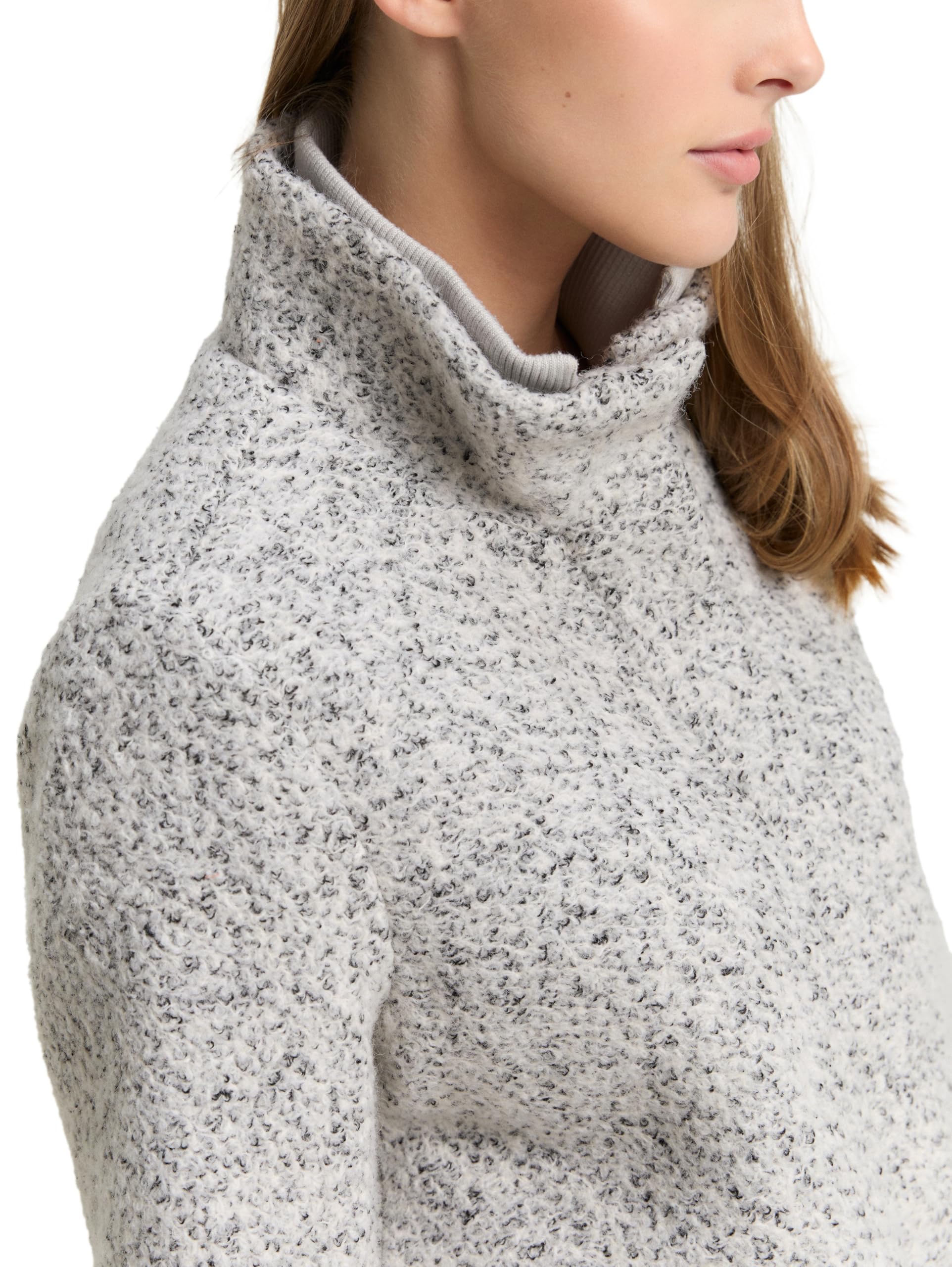 TOM TAILOR Denim Damen Bouclé Wollmantel mit Stehkragen