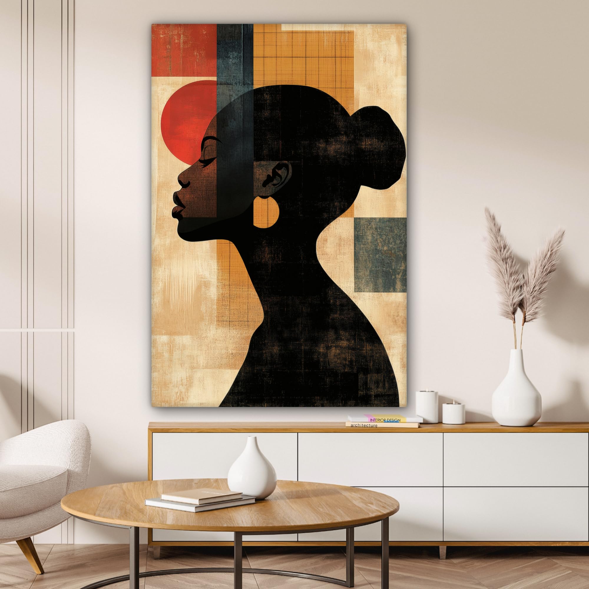 MuchoWow© Quadri Moderni Soggiorno 80x120 cm Poster Da Parete Decorazioni Muro Salotto Quadro Grande Foto Con Cornice Stampe Su Tela Camera Da Letto Profilo - Donna - Forme