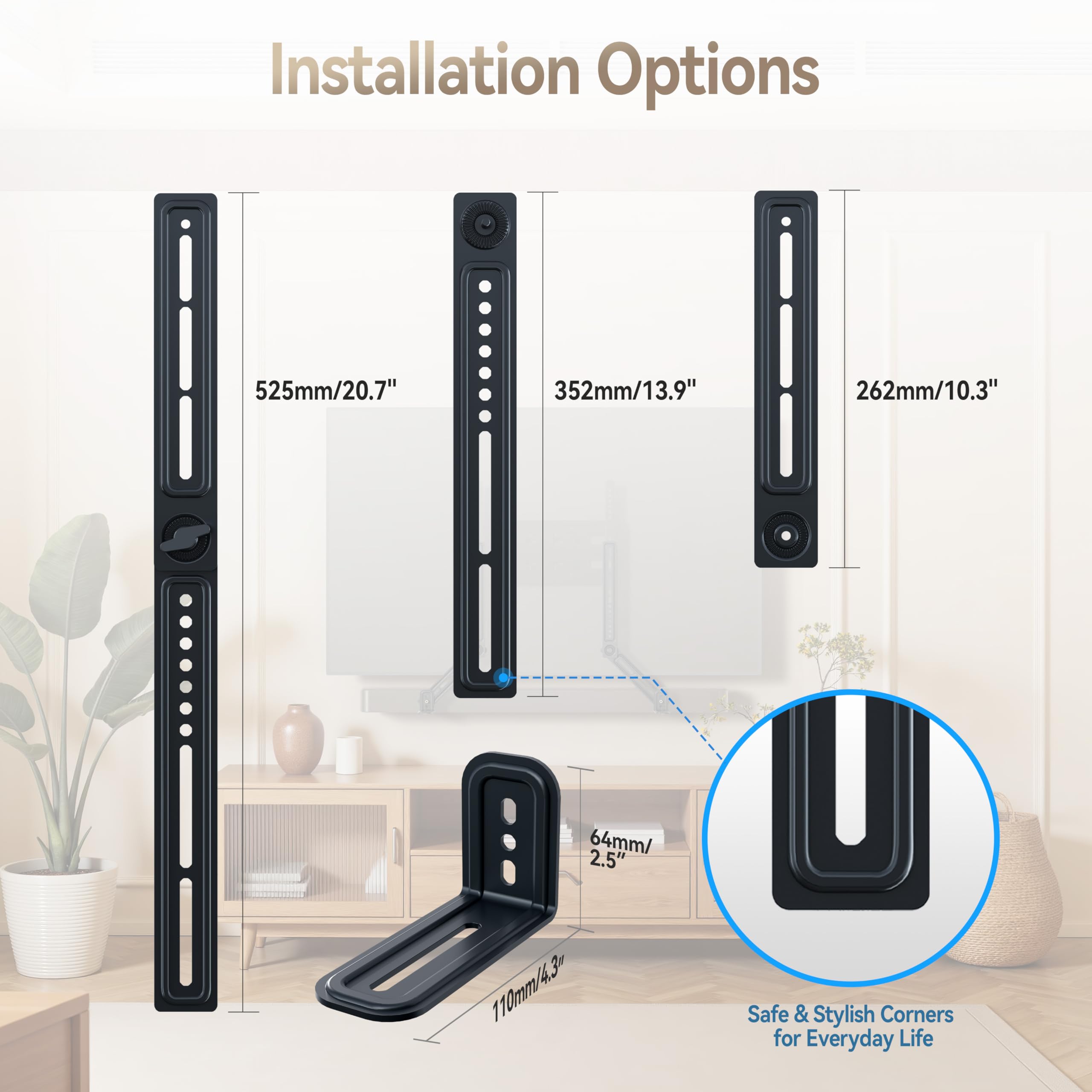 Soundbar-Halterung – Unter Oder über Dem TV, Bis 10 Kg, Mit Verstellbaren Armen & L-Halterungen
