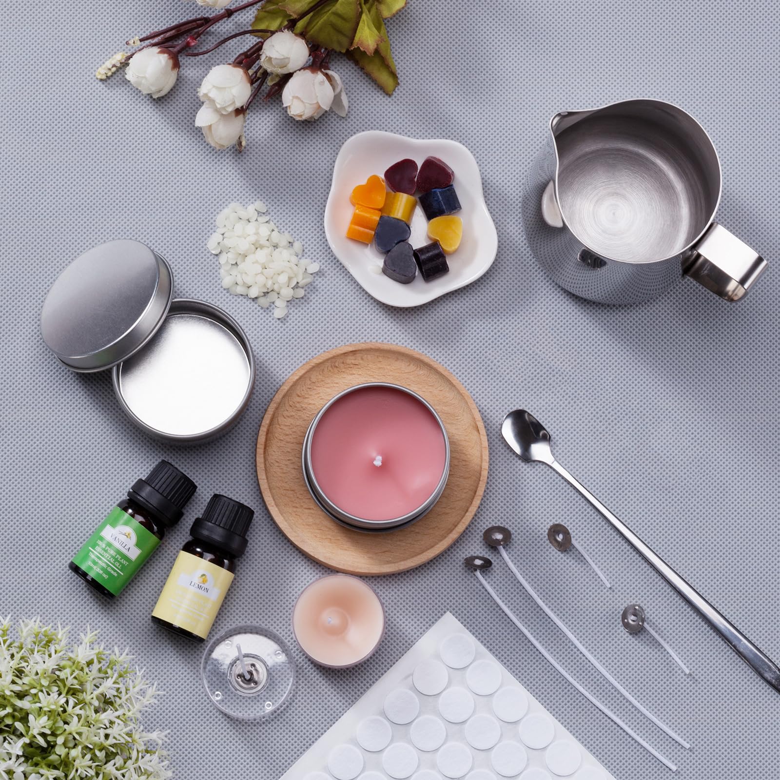 Kit Fai Da Te Per Candele Frasheng - Cera Di Soia Naturale, 8 Vasetti, 50 Stoppini, Regalo Creativo