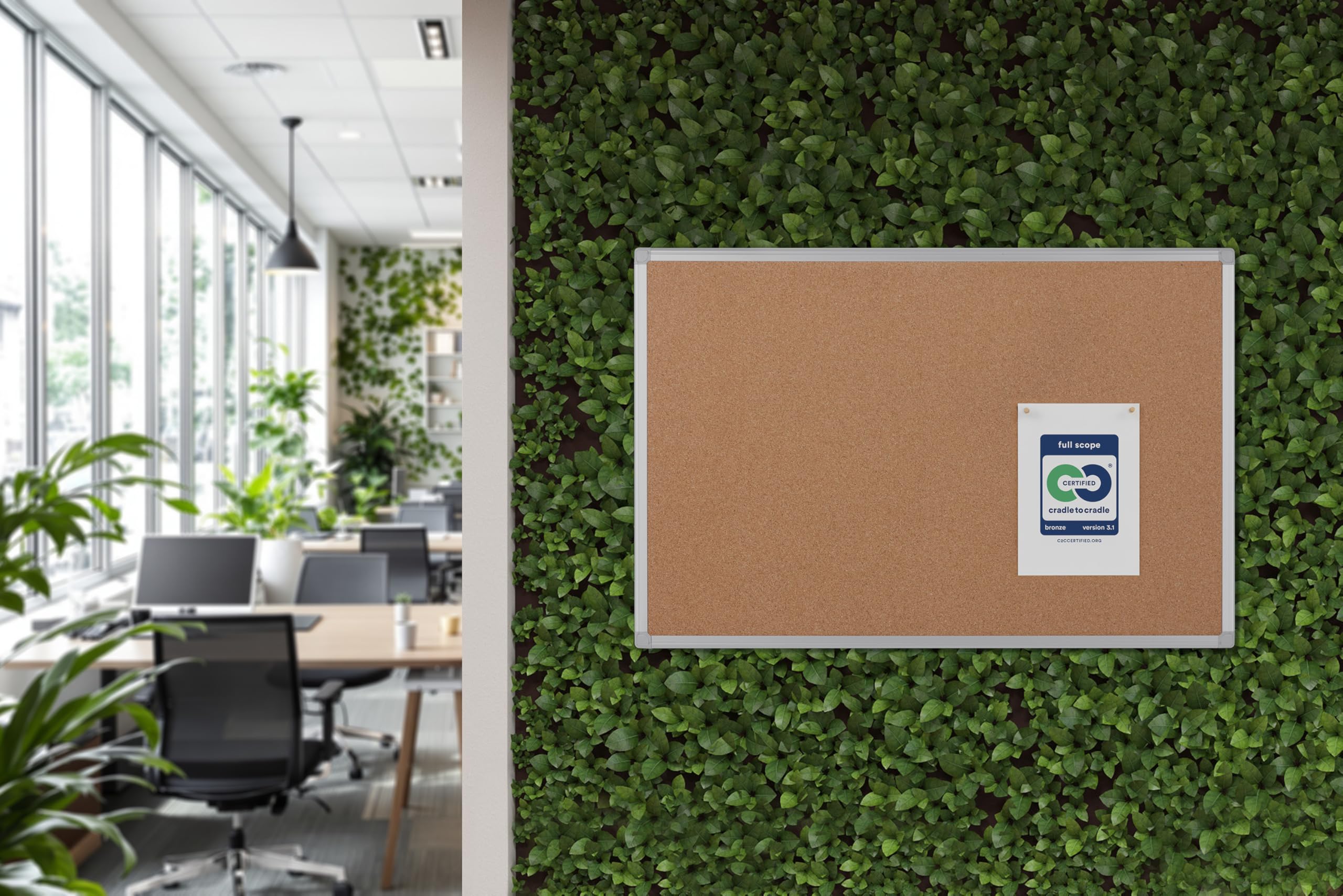 Bi-Office Earth - Tablero de Corcho, 120 x 90 cm, Tablón de Anuncios con Marco de Aluminio