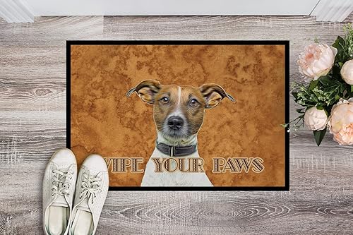 Miniatura 3 de Caroline's Treasures KJ1218MAT Jack Russell Terrier Wipe Your Paws - Tapete para puerta delantera, 18 x 27 pulgadas, para interiores y exteriores,